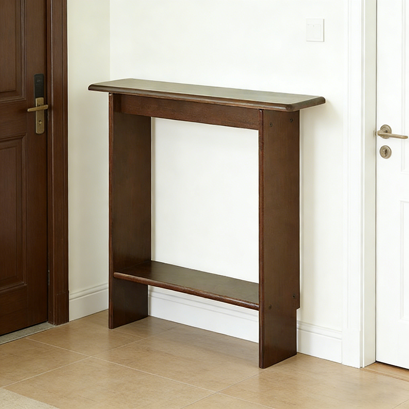 Traditional Chinese Rectangular Rubberwood Entryway Console Table 2-Layer For Hallway