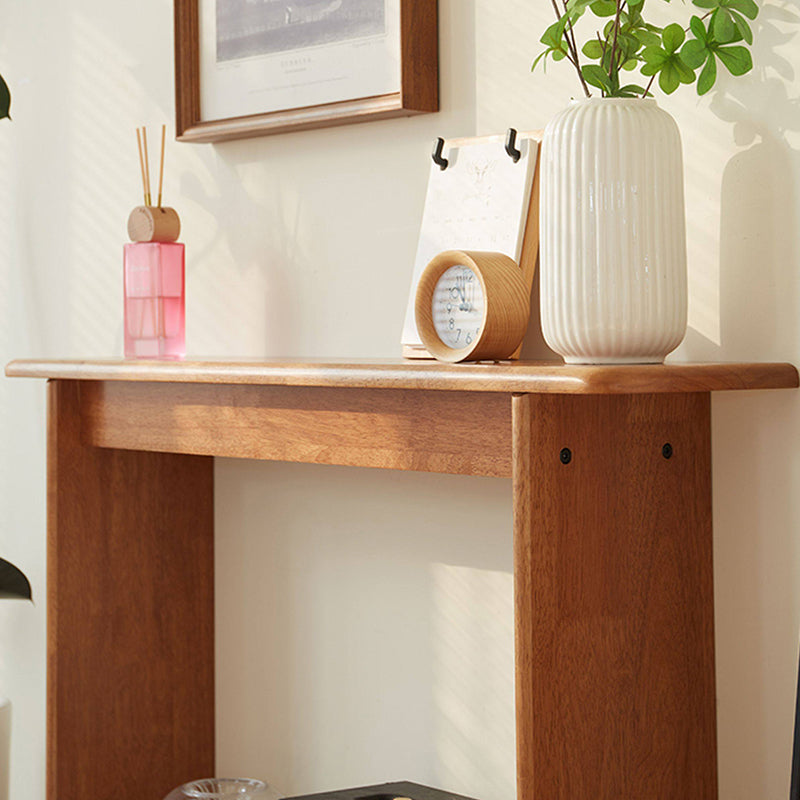 Traditional Chinese Rectangular Rubberwood Entryway Console Table 2-Layer For Hallway
