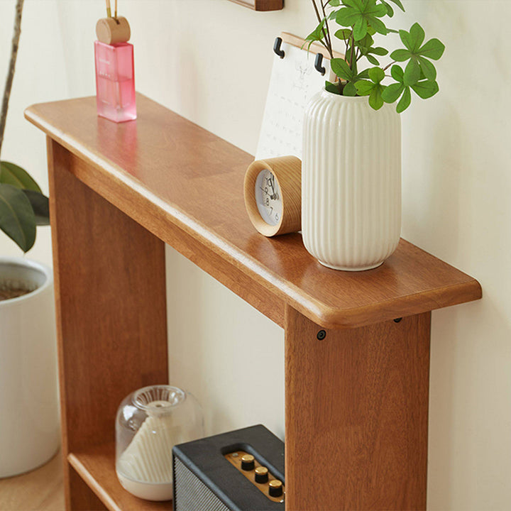 Traditional Chinese Rectangular Rubberwood Entryway Console Table 2-Layer For Hallway