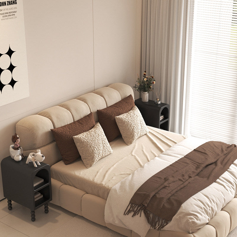 طاولة جانبية عصرية بنمط نوردي، ضيقة، مقوسة، مطلية برذاذ جسيمات، من لوح ألياف مجوفة، بطبقتين لغرفة النوم 