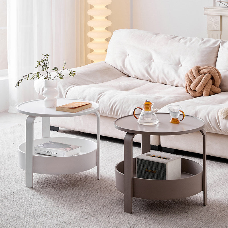 Moderner minimalistischer runder PP-Kunststoff langlebiger leichter Couchtisch 2-Schichten für das Wohnzimmer 