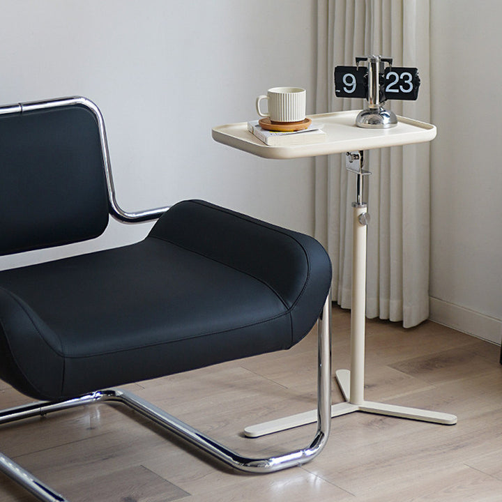 Table d'appoint relevable 1 niveau pour salon, contemporaine, industrielle, en bois massif, contreplaqué, acier inoxydable et alliage d'acier 