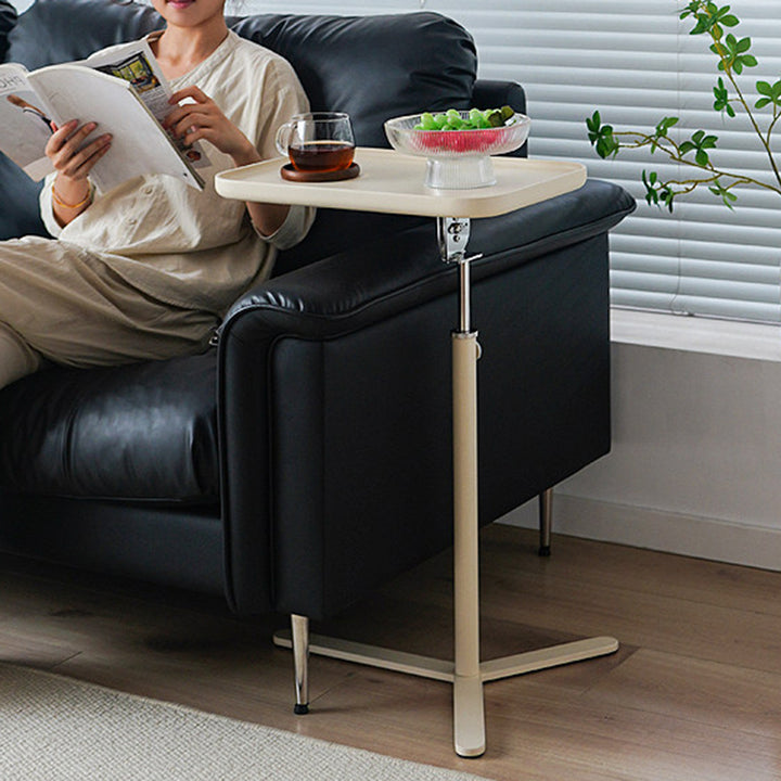 Table d'appoint relevable 1 niveau pour salon, contemporaine, industrielle, en bois massif, contreplaqué, acier inoxydable et alliage d'acier 