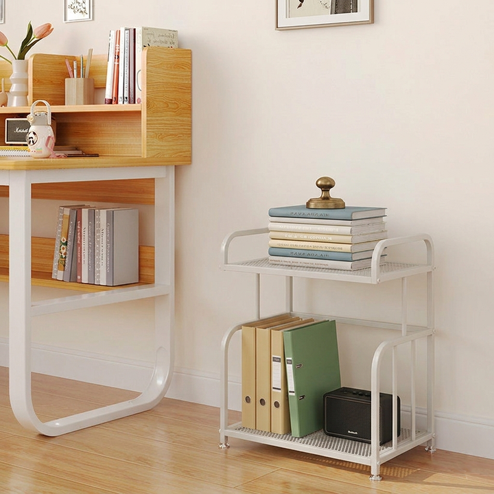 Estante de almacenamiento ligero de hierro trapezoidal minimalista moderno de 2/3 capas para oficina en casa 
