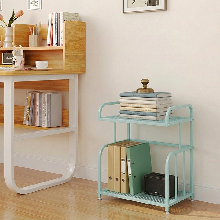 Estante de almacenamiento ligero de hierro trapezoidal minimalista moderno de 2/3 capas para oficina en casa 