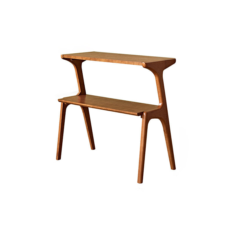 Zeitgenössischer Retro-Geweih-Form Gummibaum Buchenholz Leichtgewichtiger Beistelltisch 2-Schicht für Wohnzimmer 