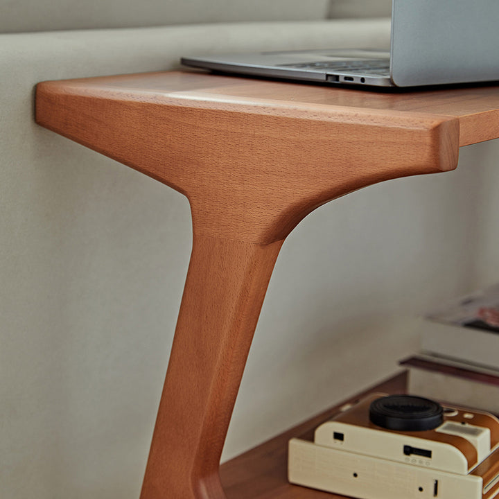 Zeitgenössischer Retro-Geweih-Form Gummibaum Buchenholz Leichtgewichtiger Beistelltisch 2-Schicht für Wohnzimmer 
