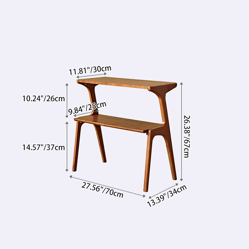 Zeitgenössischer Retro-Geweih-Form Gummibaum Buchenholz Leichtgewichtiger Beistelltisch 2-Schicht für Wohnzimmer 