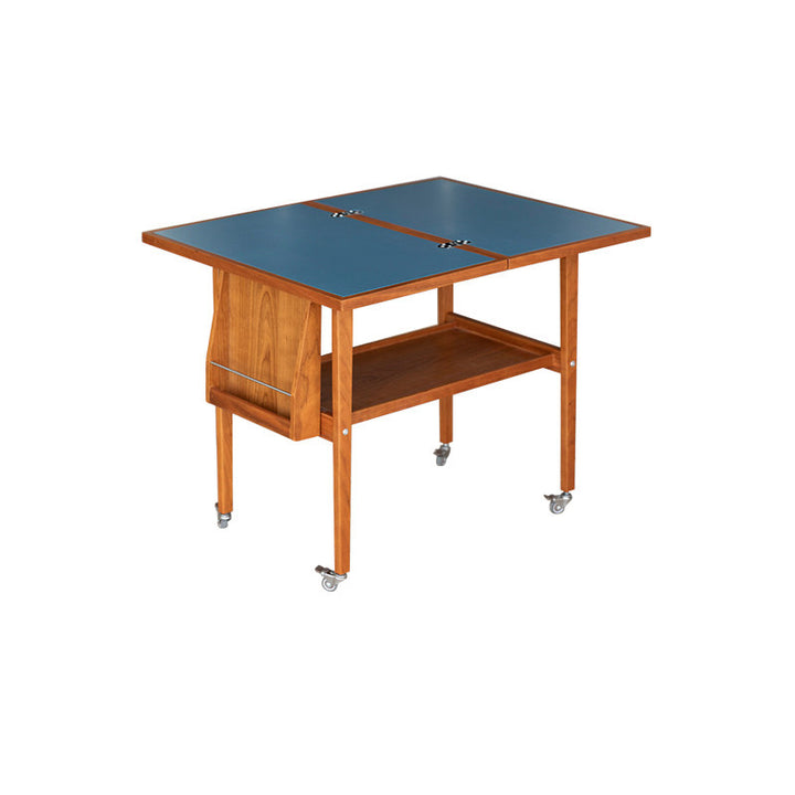 Table basse contemporaine scandinave rectangulaire en bois de cerisier, contreplaqué et acier inoxydable, mobile et extensible, à deux niveaux, pour salon 