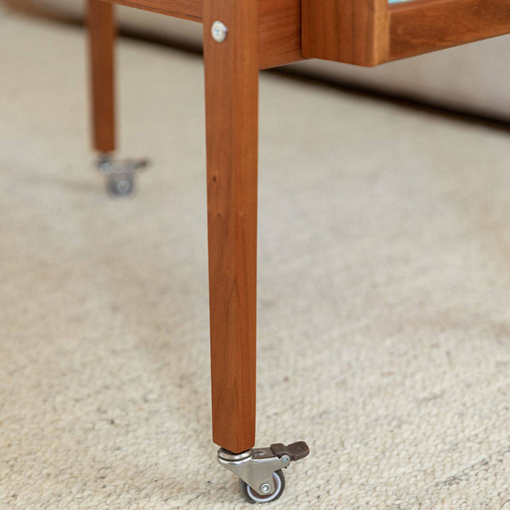 Table basse contemporaine scandinave rectangulaire en bois de cerisier, contreplaqué et acier inoxydable, mobile et extensible, à deux niveaux, pour salon 