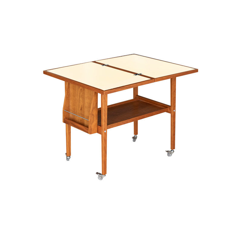 Table basse contemporaine scandinave rectangulaire en bois de cerisier, contreplaqué et acier inoxydable, mobile et extensible, à deux niveaux, pour salon 