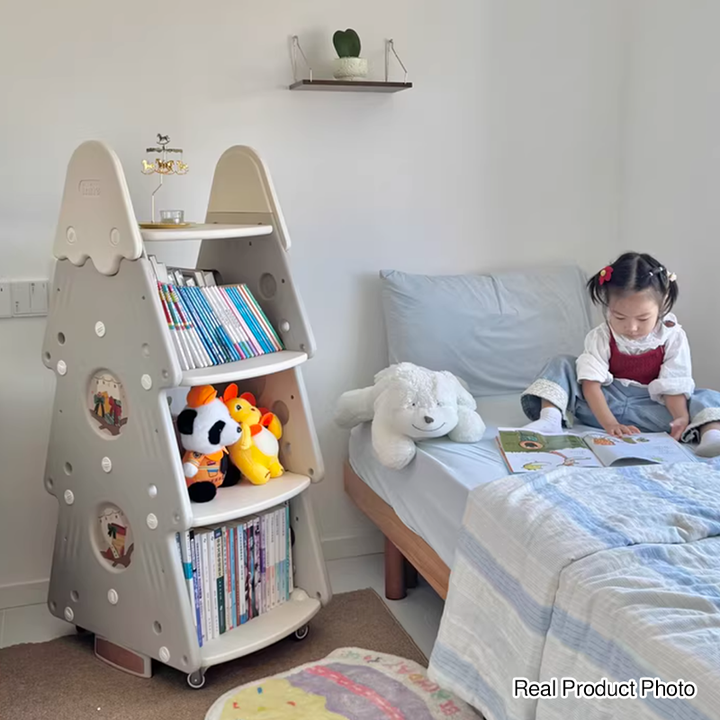 Arbre de Noël créatif contemporain en PP et PE plastique, bibliothèque mobile pour enfants à 4 niveaux pour l&