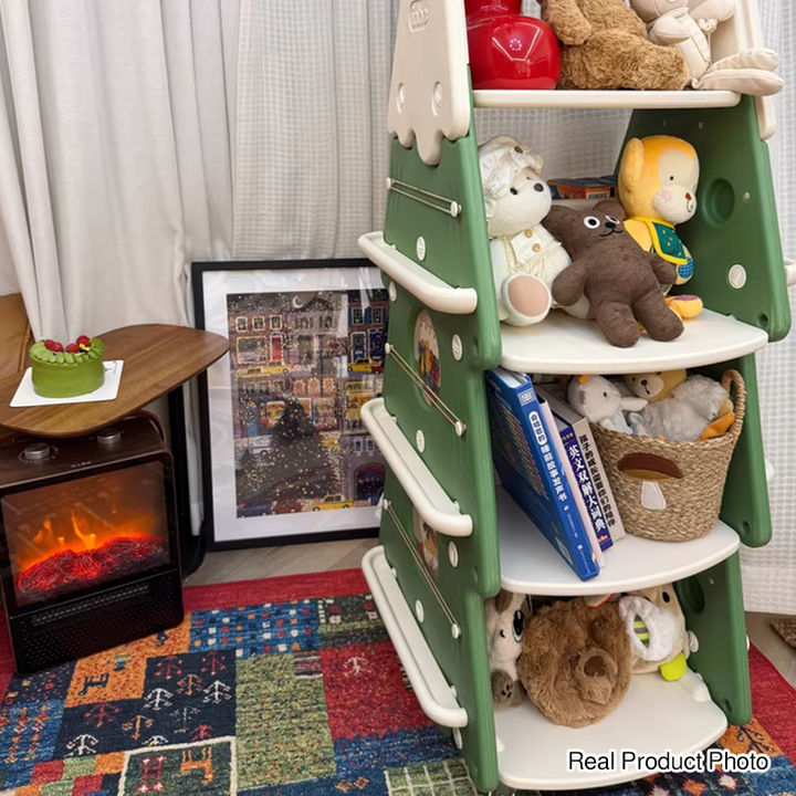 Arbre de Noël créatif contemporain en PP et PE plastique, bibliothèque mobile pour enfants à 4 niveaux pour l&