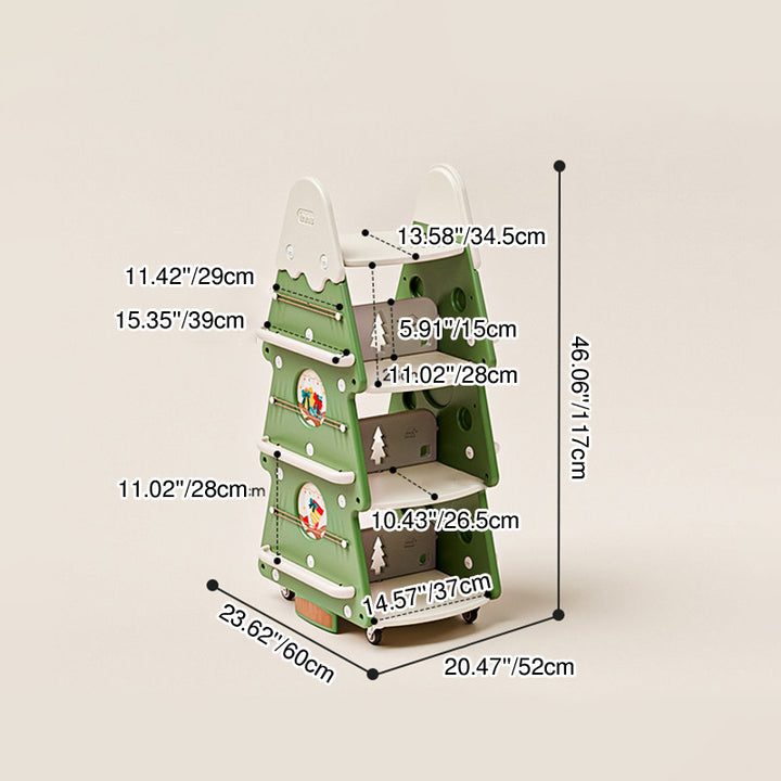 Arbre de Noël créatif contemporain en PP et PE plastique, bibliothèque mobile pour enfants à 4 niveaux pour l&