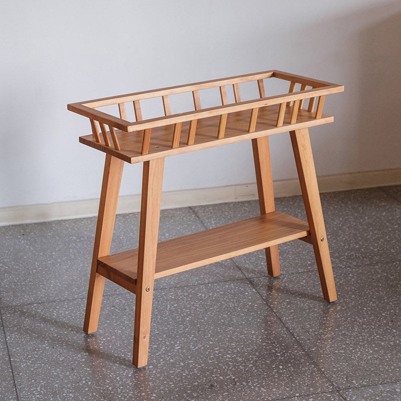 Traditionelles rustikales trapezförmiges Pflanzenregal aus Kiefernholz, 2-stufig, leicht, für den Garten 