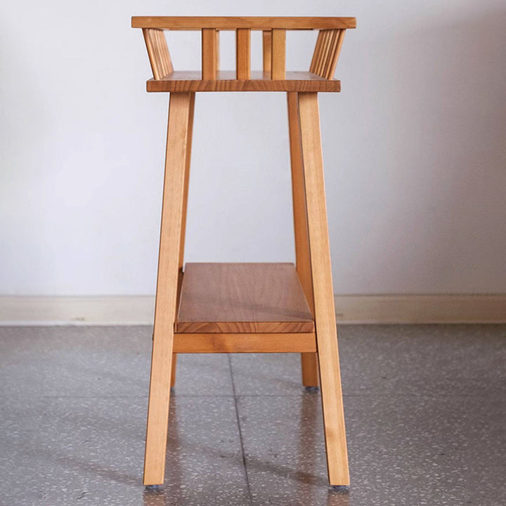 Traditionelles rustikales trapezförmiges Pflanzenregal aus Kiefernholz, 2-stufig, leicht, für den Garten 