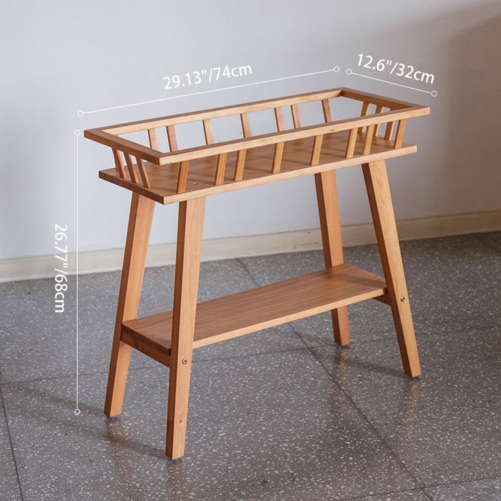 Traditionelles rustikales trapezförmiges Pflanzenregal aus Kiefernholz, 2-stufig, leicht, für den Garten 