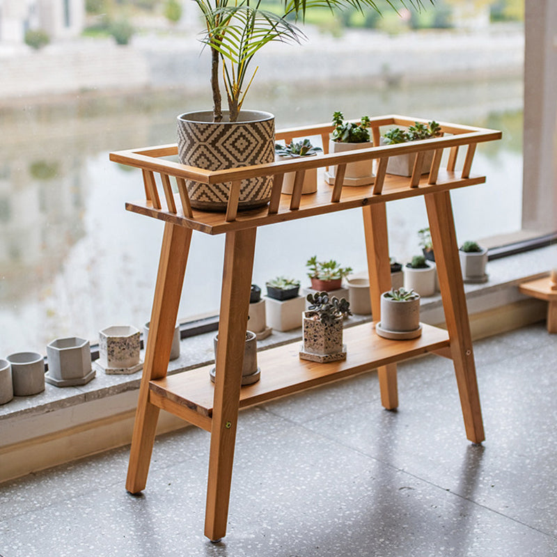 Traditionelles rustikales trapezförmiges Pflanzenregal aus Kiefernholz, 2-stufig, leicht, für den Garten 