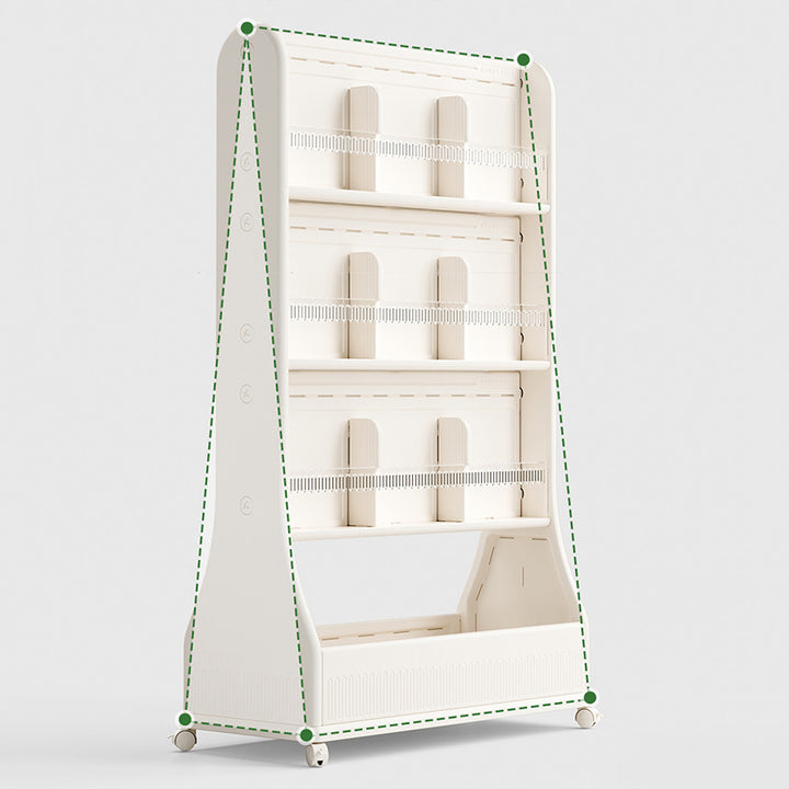 Moderner minimalistischer, umweltfreundlicher, beweglicher 3-stöckiger Bücherregal aus HDPE mit gebogener Kante in rechteckiger Form für das Arbeitszimmer 