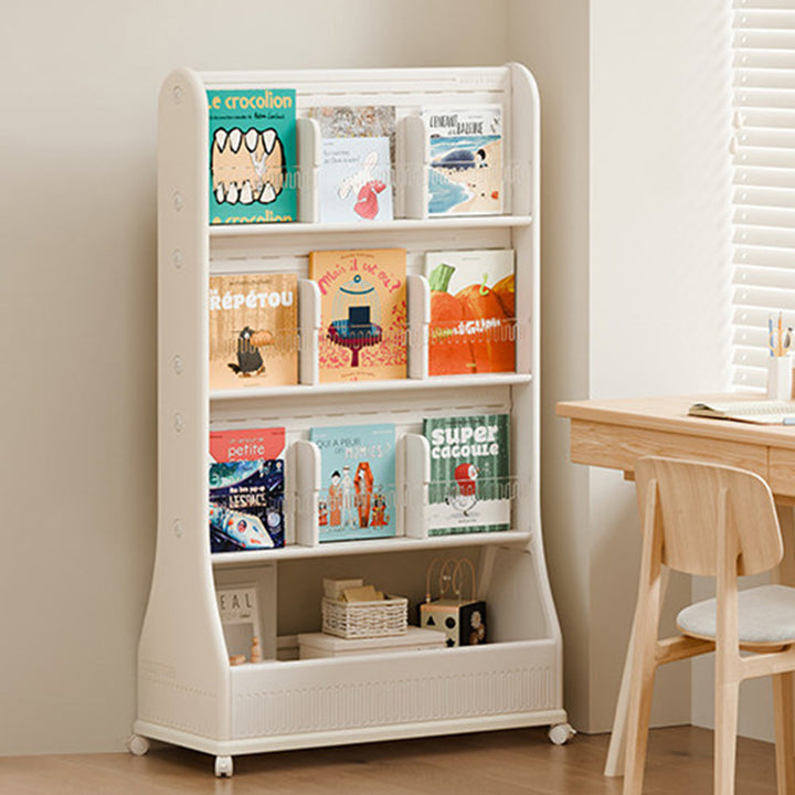 Moderner minimalistischer, umweltfreundlicher, beweglicher 3-stöckiger Bücherregal aus HDPE mit gebogener Kante in rechteckiger Form für das Arbeitszimmer 