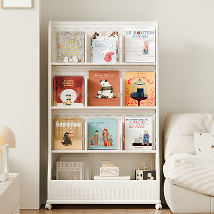 Moderner minimalistischer, umweltfreundlicher, beweglicher 3-stöckiger Bücherregal aus HDPE mit gebogener Kante in rechteckiger Form für das Arbeitszimmer 