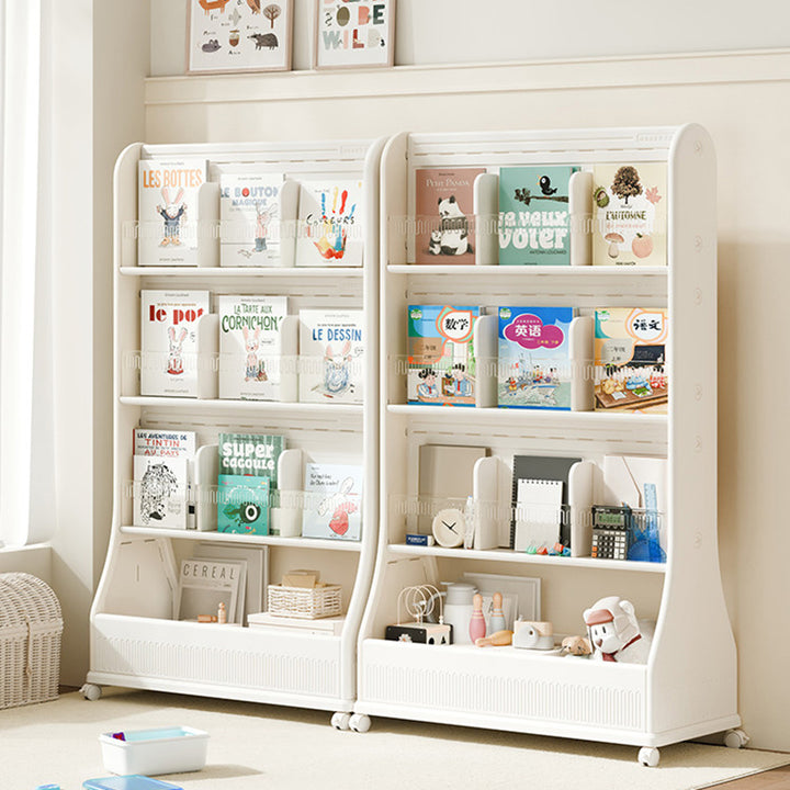 Moderner minimalistischer, umweltfreundlicher, beweglicher 3-stöckiger Bücherregal aus HDPE mit gebogener Kante in rechteckiger Form für das Arbeitszimmer 