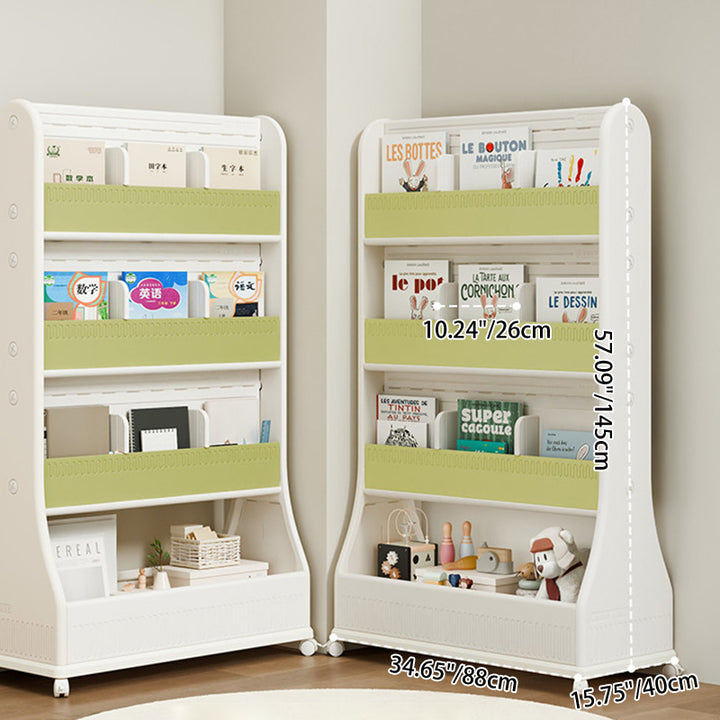 Moderner minimalistischer, umweltfreundlicher, beweglicher 3-stöckiger Bücherregal aus HDPE mit gebogener Kante in rechteckiger Form für das Arbeitszimmer 