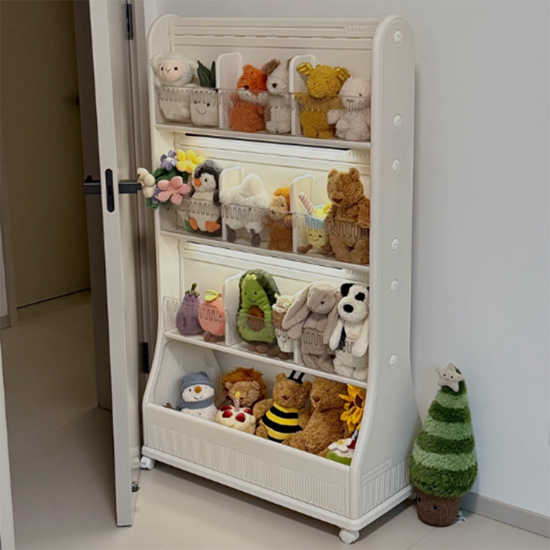 Moderner minimalistischer, umweltfreundlicher, beweglicher 3-stöckiger Bücherregal aus HDPE mit gebogener Kante in rechteckiger Form für das Arbeitszimmer 