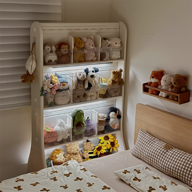 Moderner minimalistischer, umweltfreundlicher, beweglicher 3-stöckiger Bücherregal aus HDPE mit gebogener Kante in rechteckiger Form für das Arbeitszimmer 