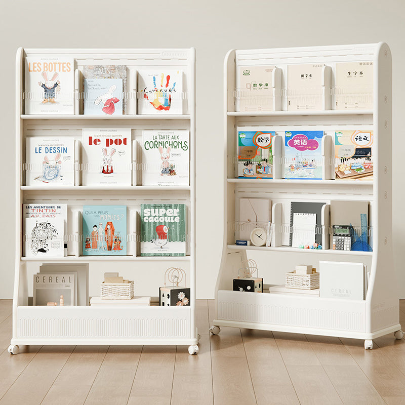 Moderner minimalistischer, umweltfreundlicher, beweglicher 3-stöckiger Bücherregal aus HDPE mit gebogener Kante in rechteckiger Form für das Arbeitszimmer 