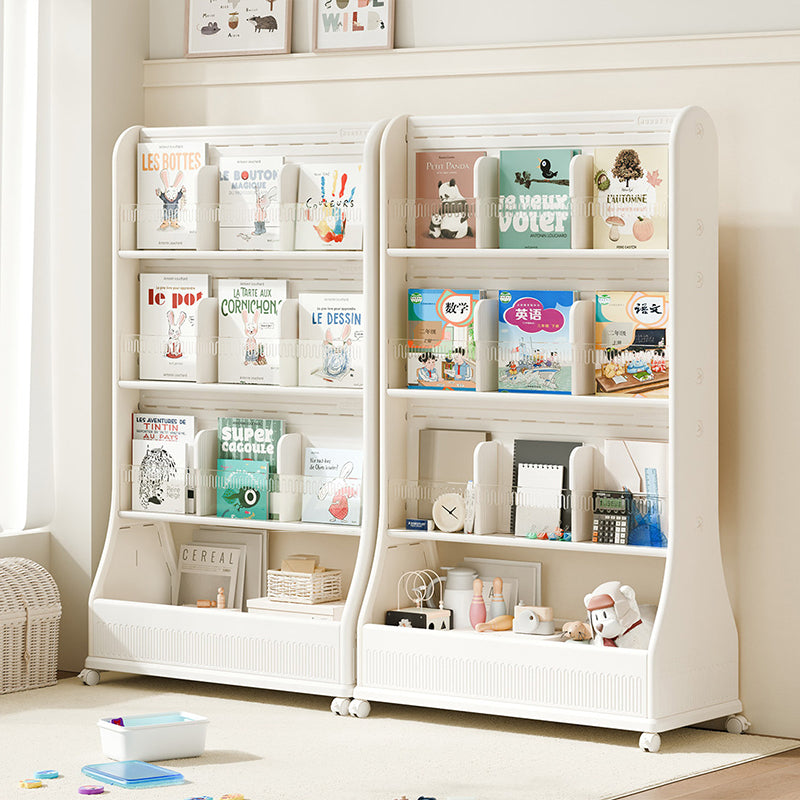 Moderner minimalistischer, umweltfreundlicher, beweglicher 3-stöckiger Bücherregal aus HDPE mit gebogener Kante in rechteckiger Form für das Arbeitszimmer 