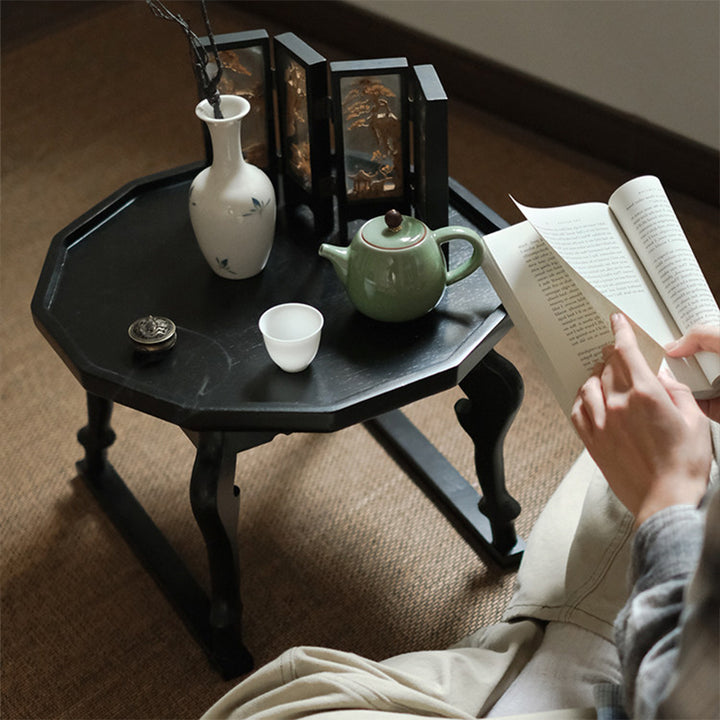 Moderner Shabby-Chic-Walnuss-Couchtisch in unregelmäßiger Kreisform, 1-stufig, für Wohnzimmer und Schlafzimmer 