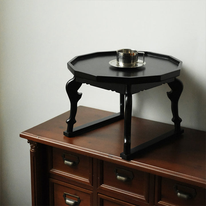 Moderner Shabby-Chic-Walnuss-Couchtisch in unregelmäßiger Kreisform, 1-stufig, für Wohnzimmer und Schlafzimmer 