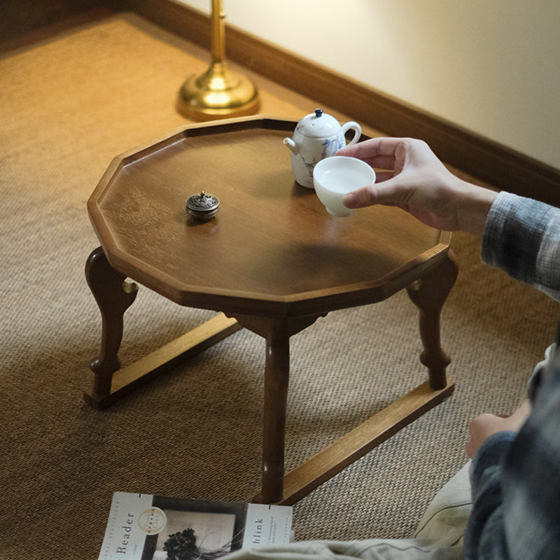 Moderner Shabby-Chic-Walnuss-Couchtisch in unregelmäßiger Kreisform, 1-stufig, für Wohnzimmer und Schlafzimmer 
