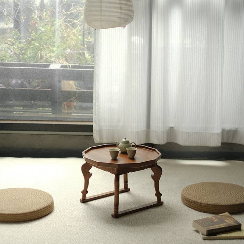 Moderner Shabby-Chic-Walnuss-Couchtisch in unregelmäßiger Kreisform, 1-stufig, für Wohnzimmer und Schlafzimmer 