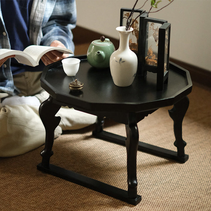 Moderner Shabby-Chic-Walnuss-Couchtisch in unregelmäßiger Kreisform, 1-stufig, für Wohnzimmer und Schlafzimmer 