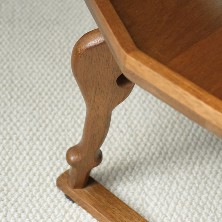 Moderner Shabby-Chic-Walnuss-Couchtisch in unregelmäßiger Kreisform, 1-stufig, für Wohnzimmer und Schlafzimmer 
