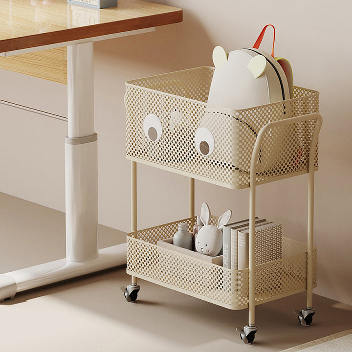 Étagère de rangement mobile rectangulaire en fer, moderne et minimaliste, à 2 niveaux pour enfants, pour salon 