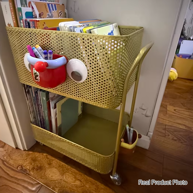 Étagère de rangement mobile rectangulaire en fer, moderne et minimaliste, à 2 niveaux pour enfants, pour salon 