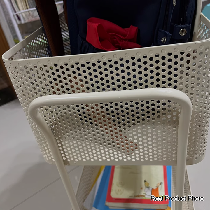 Étagère de rangement mobile rectangulaire en fer, moderne et minimaliste, à 2 niveaux pour enfants, pour salon 