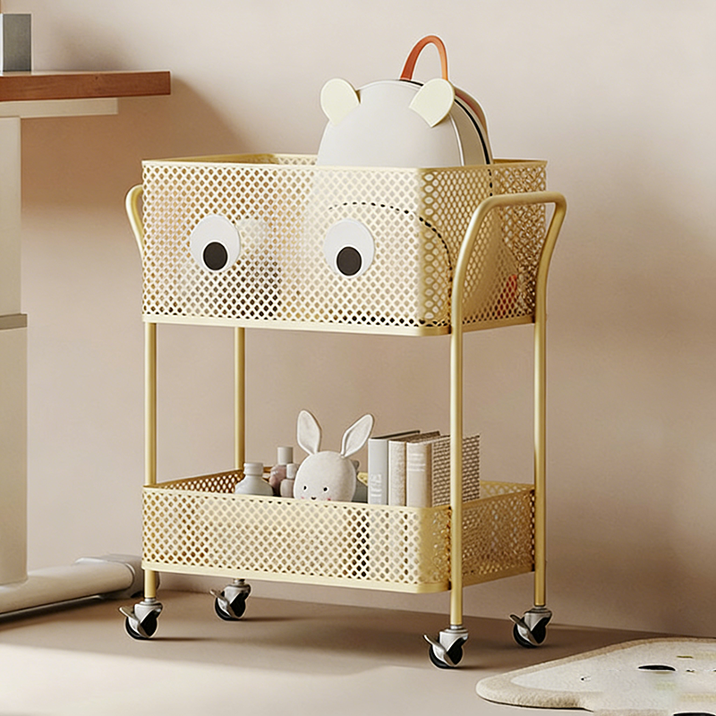 Étagère de rangement mobile rectangulaire en fer, moderne et minimaliste, à 2 niveaux pour enfants, pour salon 