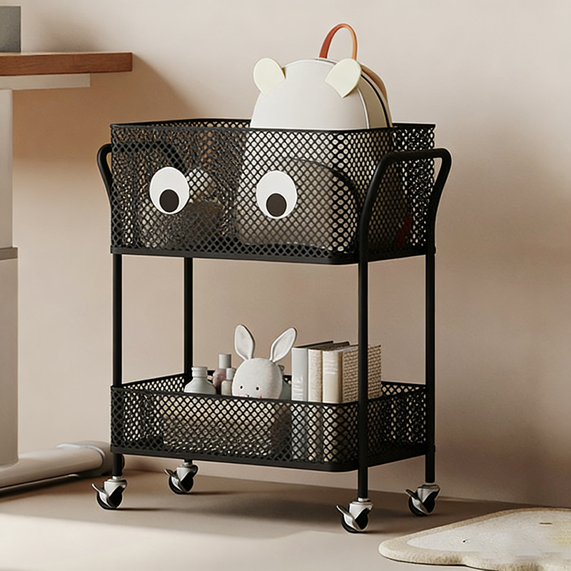 Étagère de rangement mobile rectangulaire en fer, moderne et minimaliste, à 2 niveaux pour enfants, pour salon 