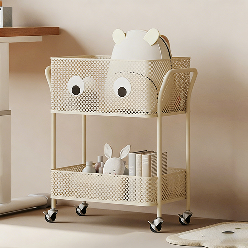 Étagère de rangement mobile rectangulaire en fer, moderne et minimaliste, à 2 niveaux pour enfants, pour salon 