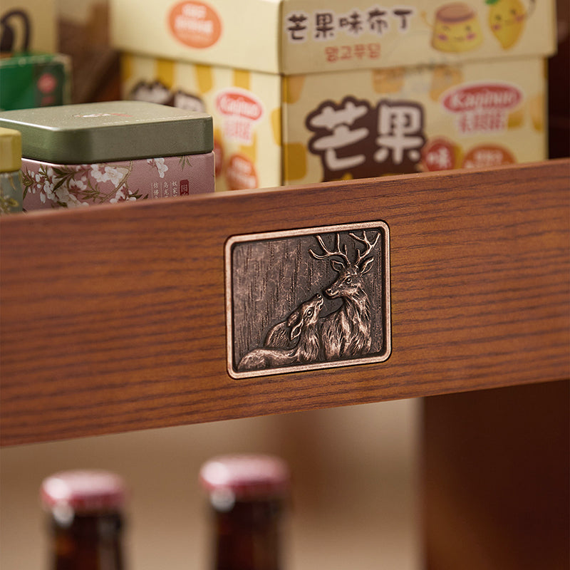 Étagère de rangement rectangulaire mobile à 2 niveaux en MDF en hévéa traditionnel chinois, gain de place, pour salon 