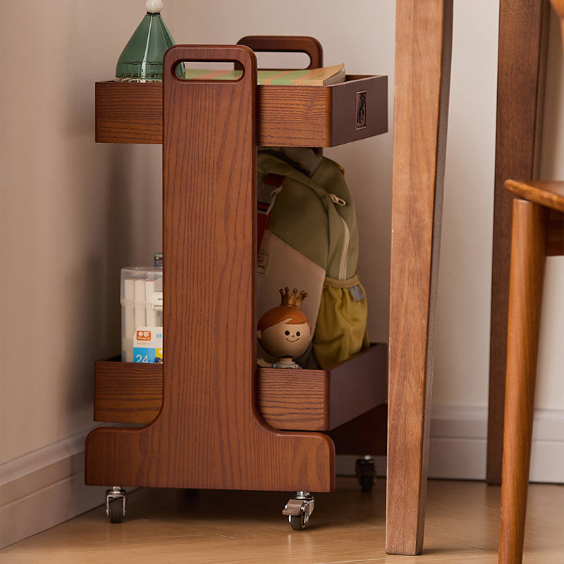 Étagère de rangement rectangulaire mobile à 2 niveaux en MDF en hévéa traditionnel chinois, gain de place, pour salon 