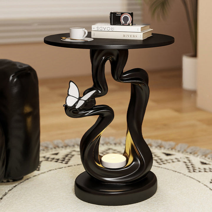 Moderne Art-Déco-Harz-Holz-Berglinie-Schmetterling-USB-wiederaufladbare Bewegungsmelder-Lampe für Beistelltisch mit 1 Ebene fürs Wohnzimmer 