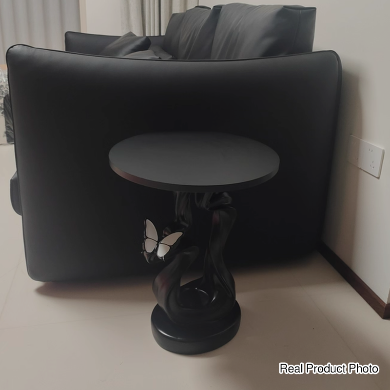 Modern Art Deco Resin MDF Mountain Line Butterfly USB Rechargeable Motion Sensor Light Side Table 1-Tier For Living Room