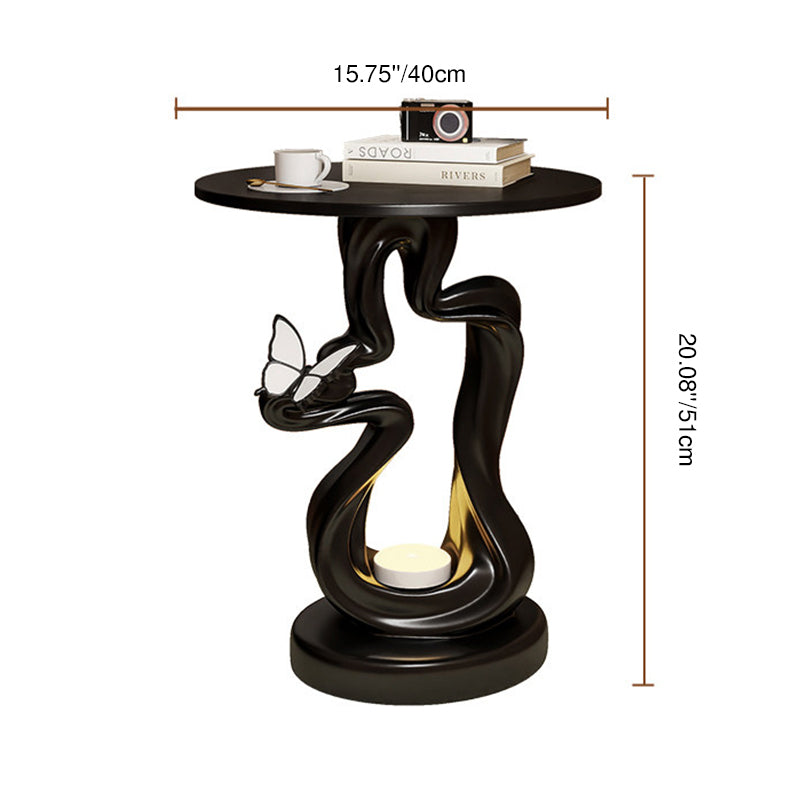 Modern Art Deco Resin MDF Mountain Line Butterfly USB Rechargeable Motion Sensor Light Side Table 1-Tier For Living Room