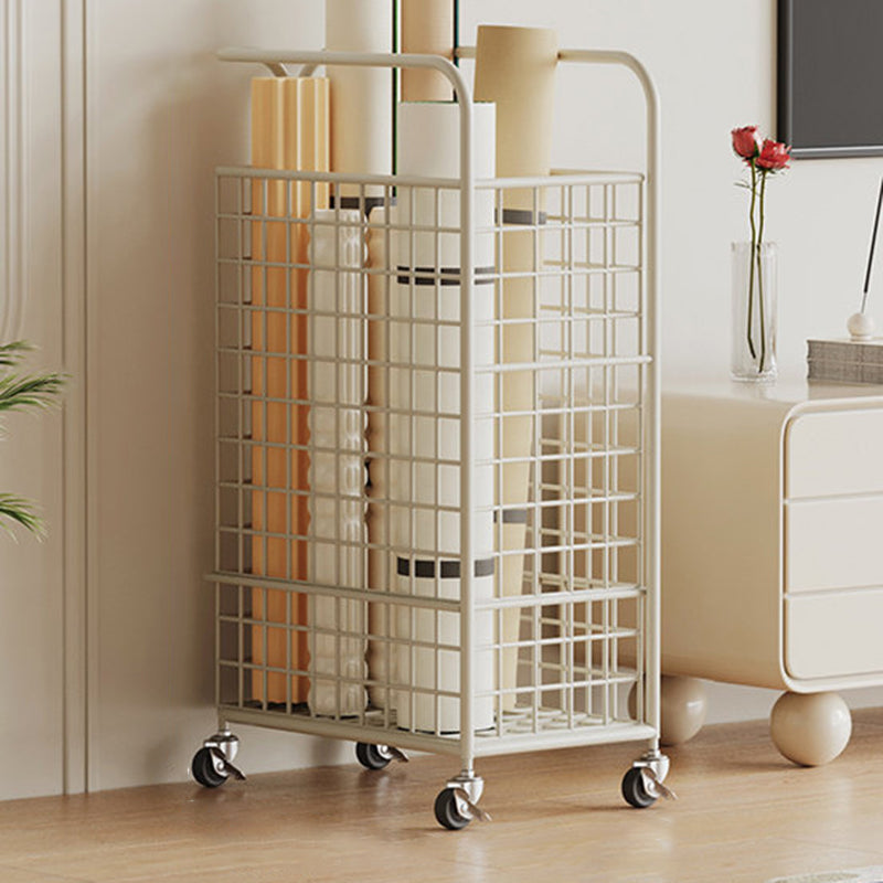 Étagère de rangement mobile rectangulaire creuse en fer de style moderne minimaliste, 1 panier, pour salon 