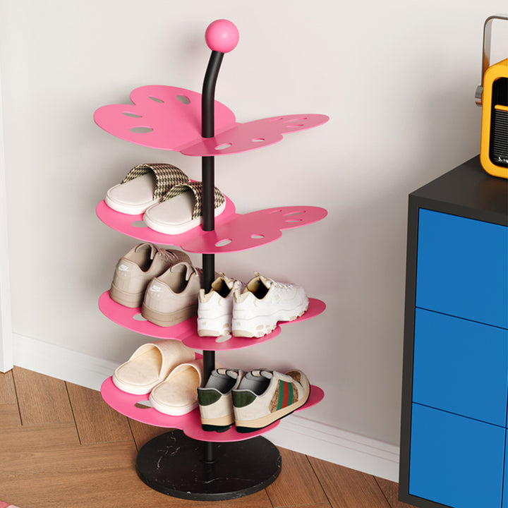 Modernes Art-déco-Schuhregal aus Karbonstahl mit Marmoroptik und Schmetterlingsdesign, platzsparend, 4/6 Ebenen für Eingangsbereich und Flur 
